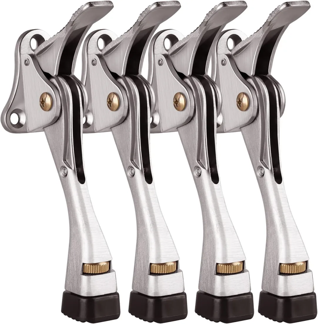 TrueOak® Kickdown Door Stoppers, 4-pack in silver
