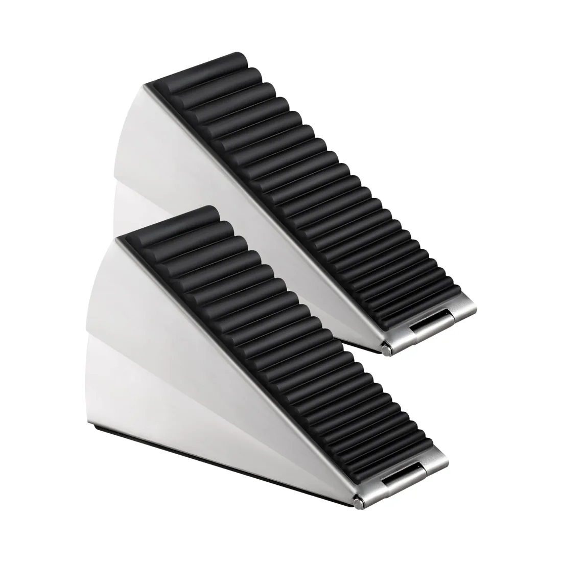 TrueOak® Door Wedge 2-pack in stainless steel with rubber grip